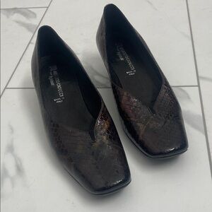 Roberto Capucci Brown /Burgundy Leather Snakeskin Embossed Flats Sz 8B